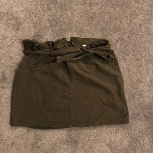 June & Hudson Army Green Skirt with Wrap Waist